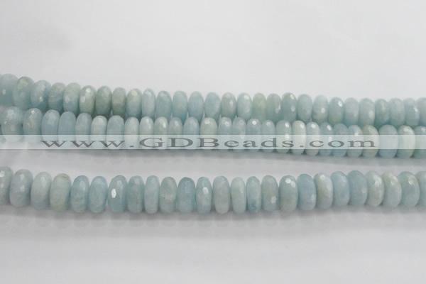 CAQ73 15.5 inches 6*13mm faceted rondelle AB grade aquamarine beads