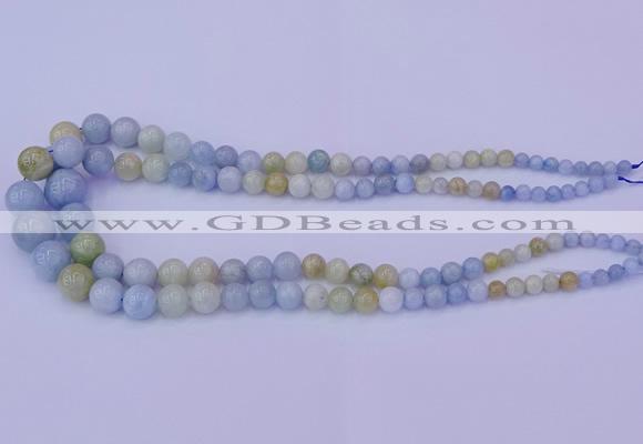 CAQ789 15.5 inches 5mm - 15mm round natural aquamarine beads