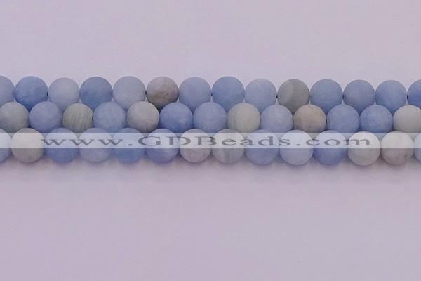 CAQ813 15.5 inches 10mm round matte aquamarine beads wholesale