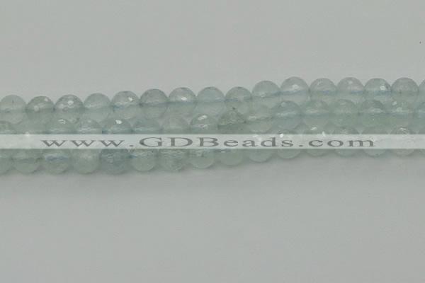 CAQ821 15.5 inches 8mm faceted round aquamarine beads wholesale