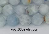 CAQ833 15.5 inches 10mm faceted nuggets aquamarine beads