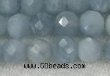 CAQ858 15.5 inches 6mm faceted round aquamarine gemstone beads