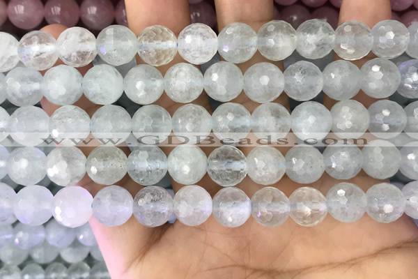 CAQ877 15.5 inches 10mm faceted round aquamarine gemstone beads