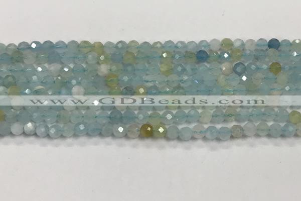 CAQ881 15.5 inches 3.5mm faceted round tiny aquamarine beads