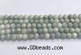 CAQ913 15.5 inches 10mm faceted round aquamarine beads wholesale