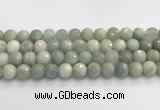 CAQ914 15.5 inches 12mm faceted round aquamarine beads wholesale