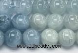 CAQ936 15 inches 8mm round aquamarine gemstone beads