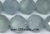 CAQ947 15 inches 10mm faceted round aquamarine beads