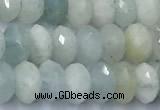 CAQ953 15 inches 6*8mm faceted rondelle aquamarine beads