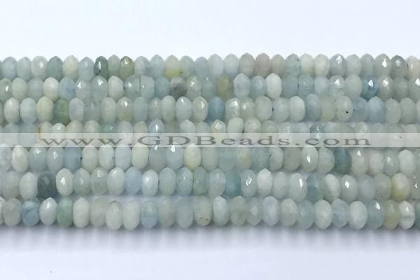 CAQ953 15 inches 6*8mm faceted rondelle aquamarine beads