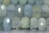 CAQ954 15 inches 6*8mm faceted rondelle aquamarine beads