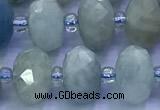 CAQ965 15 inches 6*10mm faceted rondelle aquamarine beads