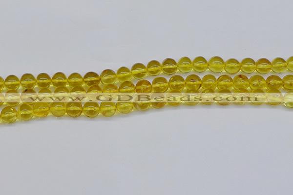 CAR556 15.5 inches 6mm - 7mm round natural amber beads wholesale