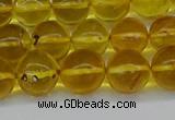 CAR564 15.5 inches 9mm - 10mm round natural amber beads wholesale