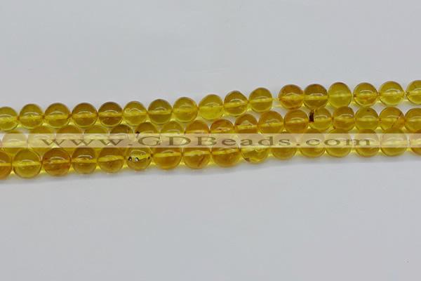 CAR564 15.5 inches 9mm - 10mm round natural amber beads wholesale