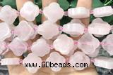 CARV02 15 inches 17mm – 18mm carved flower rose quartz beads