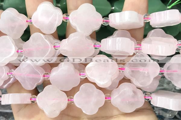 CARV02 15 inches 17mm – 18mm carved flower rose quartz beads