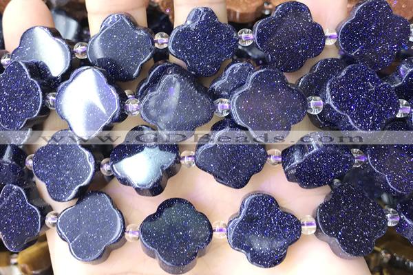 CARV06 15 inches 17mm – 18mm carved flower blue goldstone beads