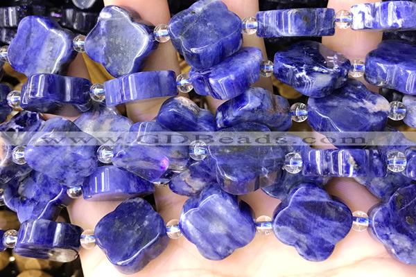 CARV11 15 inches 17mm – 18mm carved flower sodalite beads