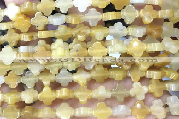 CARV30 15 inches 8mm carved flower yellow jade gemstone beads