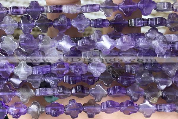 CARV31 15 inches 8mm carved flower amethyst gemstone beads