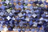 CARV32 15 inches 8mm carved flower blue aventurine gemstone beads