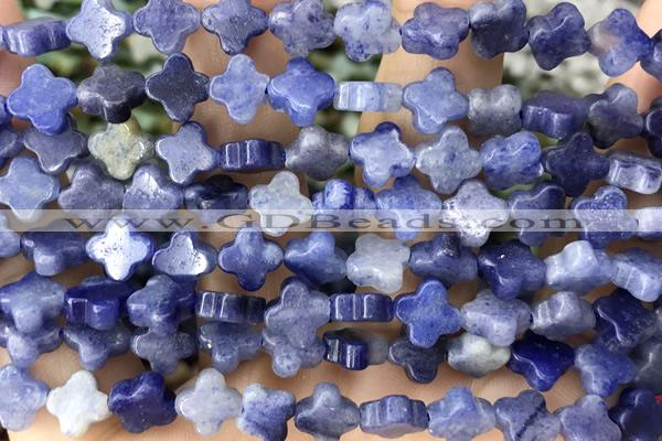 CARV32 15 inches 8mm carved flower blue aventurine gemstone beads