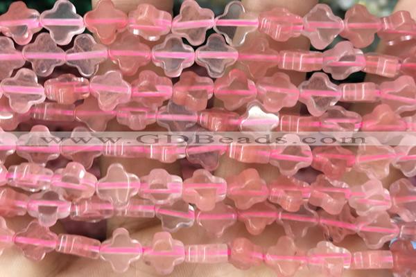 CARV33 15 inches 8mm carved flower cherry quartz beads