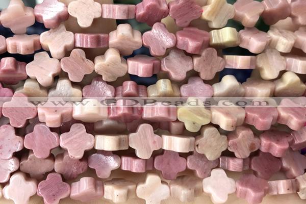 CARV34 15 inches 8mm carved flower pink wooden jasper beads