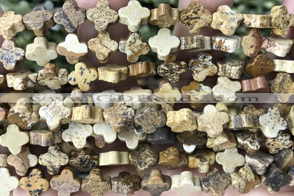 CARV35 15 inches 8mm carved flower picture jasper beads