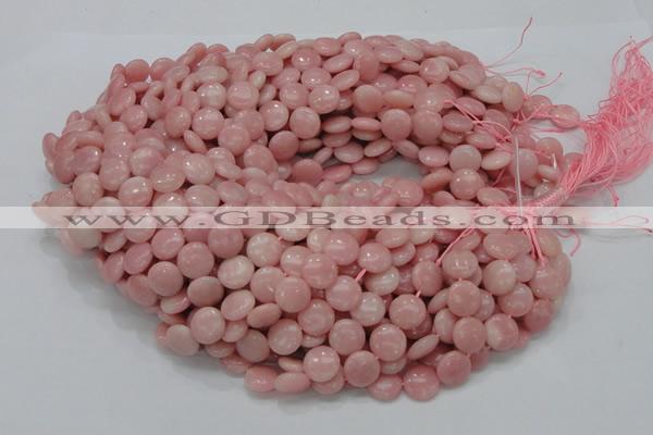 CAS16 15.5 inches 12mm flat round pink angel skin gemstone beads