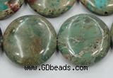 CAT07 15.5 inches 25mm flat round natural aqua terra jasper beads