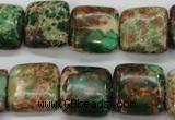 CAT115 15.5 inches 16*16mm square dyed natural aqua terra jasper beads