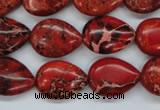 CAT174 15.5 inches 13*18mm flat teardrop dyed natural aqua terra jasper beads