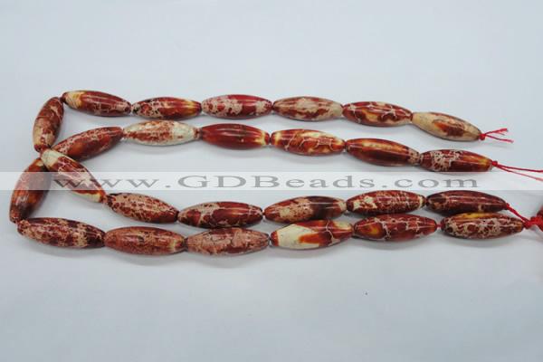 CAT208 15.5 inches 10*30mm rice dyed natural aqua terra jasper beads