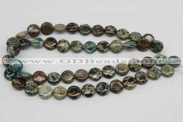 CAT5009 15.5 inches 16mm flat round natural aqua terra jasper beads