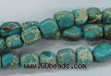 CAT78 15.5 inches 7*9mm nuggets dyed natural aqua terra jasper beads