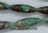 CAT80 15.5 inches 10*30mm rice dyed natural aqua terra jasper beads