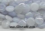 CBC11 15.5 inches 10mm flat round blue chalcedony beads wholesale