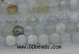 CBC461 15.5 inches 4mm faceted round blue chalcedony gemstone beads