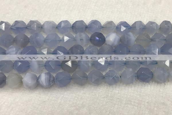 CBC742 15.5 inches 10mm faceted nuggets blue chalcedony beads