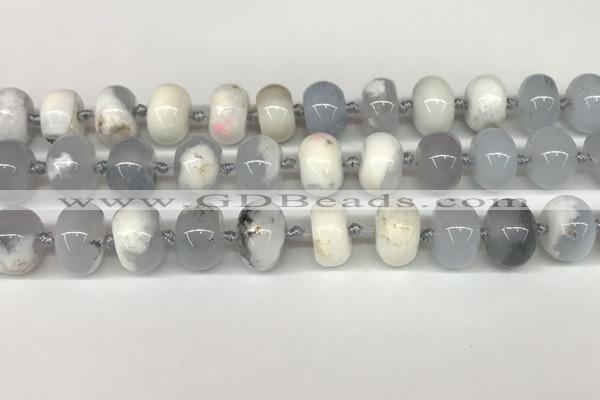 CBC780 15.5 inches 10*14mm rondelle blue chalcedony beads