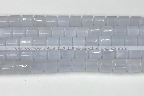 CBC822 15.5 inches 10*11mm tube blue chalcedony gemstone beads