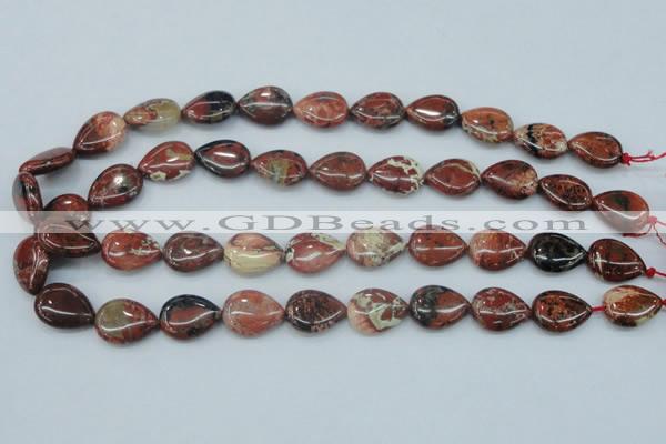 CBD02 15.5 inches 13*18mm flat teardrop brecciated jasper gemstone beads