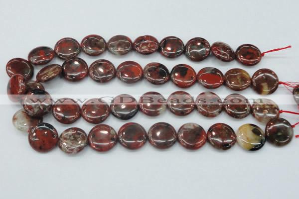 CBD06 15.5 inches 20mm flat round brecciated jasper gemstone beads