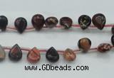 CBD15 6*8mm top-drilled teardrop brecciated jasper gemstone beads