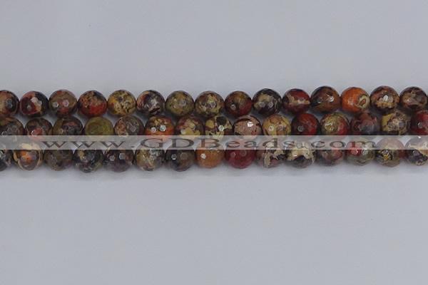 CBD371 15.5 inches 10mm faceted round brecciated jasper beads