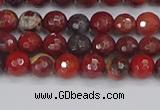 CBD375 15.5 inches 4mm faceted round poppy jasper beads