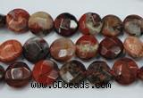 CBD45 15.5 inches 10mm faceted coin brecciated jasper gemstone beads