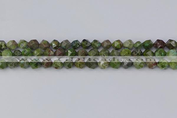 CBG109 15.5 inches 8mm faceted nuggets bronze green gemstone beads